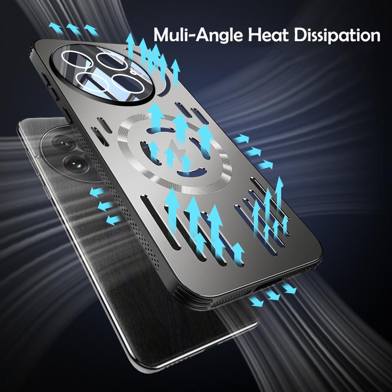 Hard Metal Heat Dissipation Magnetic Wireless Charging Cover For OnePlus 13 13R 12 One Plus 13 Cool Protective Back Case