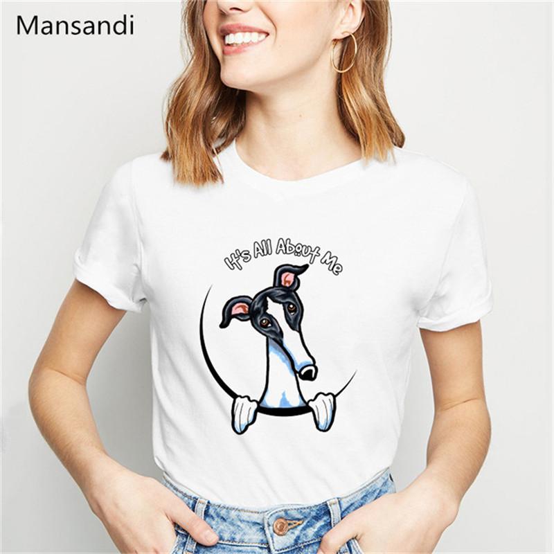 Vintage Circle Greyhound Dog Print T Shirt Women Cute Pet Graphic Short Sleeve Casual Summer Dog Lover Streetwear Tee