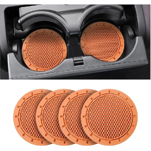 4 Pack Car Cup Holder Coaster, 2.75 Inch Diameter Non-Slip Universal Ert Coaster, Durable, Suitable For Most Car Interior, Car Accessory For Women