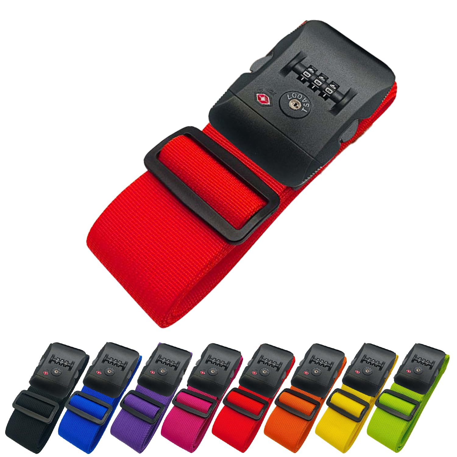 

Leiskya Suitcase Lock Strap, TSA Combination Lock, I-Shaped, Adjustable Length, Lightweight, Carry-On Lock, Ideal for Travel and Business Trips, Preve