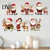 Living Room Wall Decor Christmas Stickers, Watercolor Santa Claus Reindeer Decals, Self-Adhesive Self-adhesive Murals Stickers for Bedroom Entryway