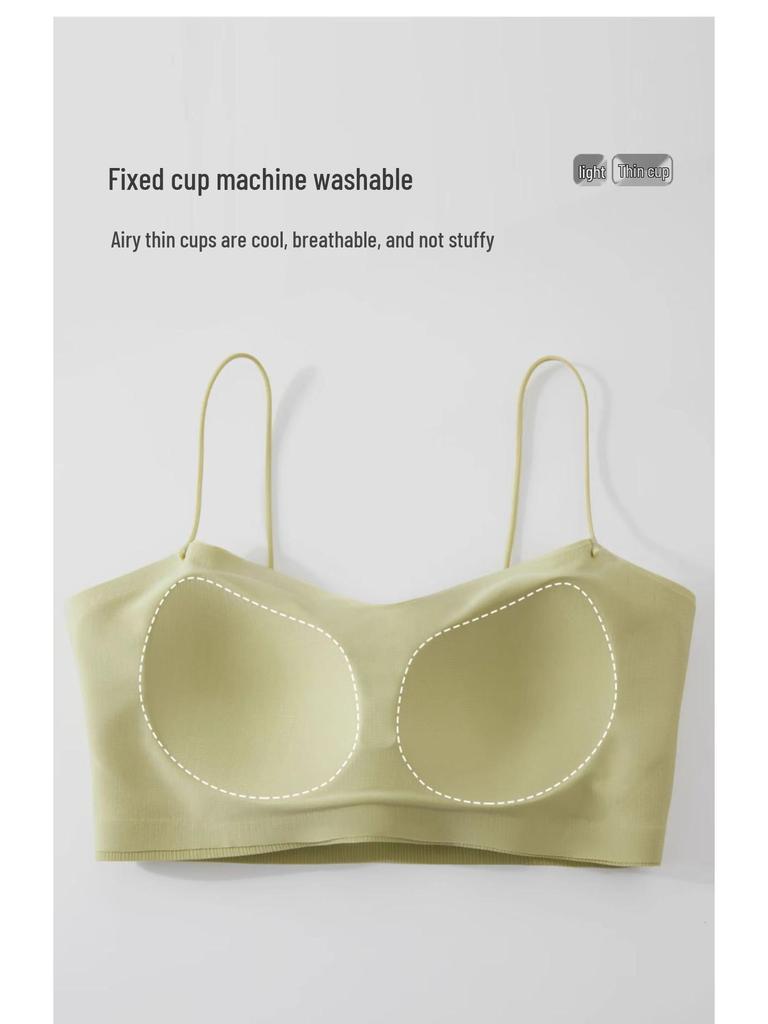 Women's Strapless Integrated Sports Bra Vest - Anti-Exposure, Thin Straps, 2024 Summer Collection