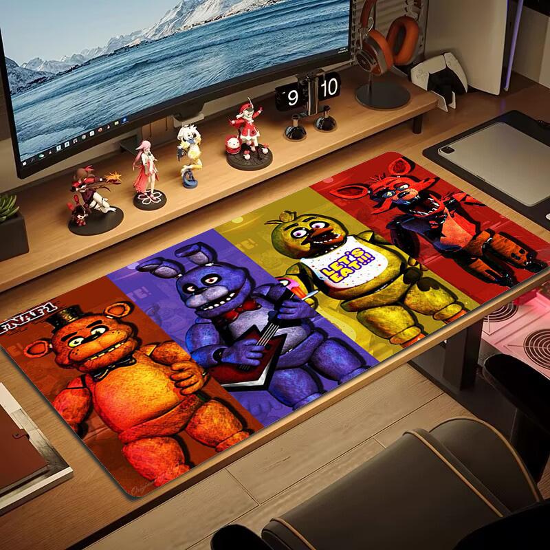 FNAF Farb-Mauspad Großes Gaming-Tischkissen Rutschfestes Laptop-Tablet Großes Mauspads XXL Matte Mini-PC Spielmatte Mit Verriegeltem Rand