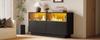 130*35*68cm Sideboard with 2 Cabinets, 4 Compartments, Glass Doors, Side Cabinet with LED Light, Living Room Cabinet with Lots of Storage Space