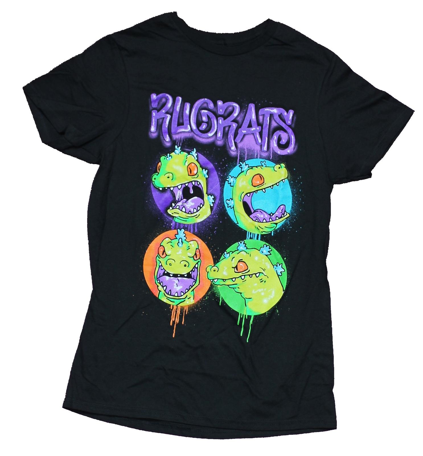Rugrats Adult New T-Shirt - Reptar Dripping Sprayed Circle Heads Pic XXL