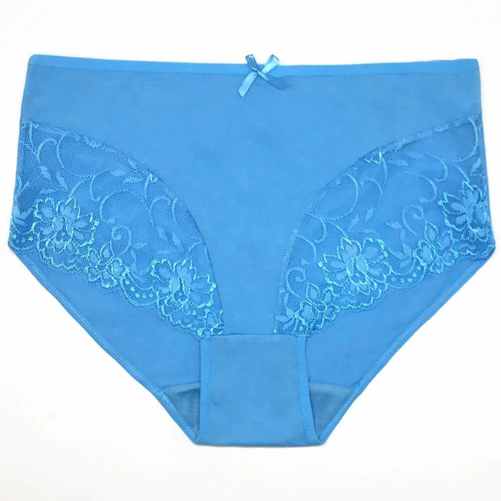 Women Underwear Cotton High Waist Solid Sexy Lace Ladies Panties Briefs Lingerie Plus Size 6 Pcs/lot