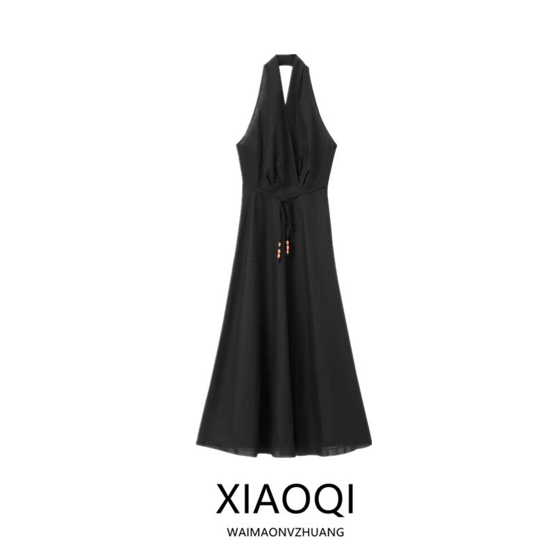 Fashion Style 2024 Summer New Arrival Women's Clothing Stylish Hanging Collar Midi Skirt Mid Length Long Length Dress 4786087
