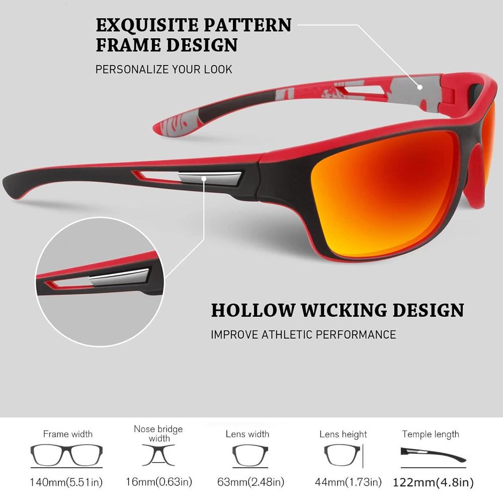 2Pack Polarized Sports Sunglasses for Men Women Unbreakable Frame Cycling Fishing Driving