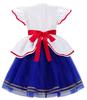 ReliBeauty Princess Halloween Costume for Cosplay Kids Birthday School Sailor Blue and Size 140 Dress, Girls, Costume, Costume, Christmas, Gift,