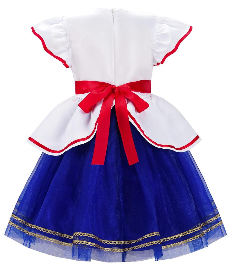 ReliBeauty Princess Halloween Costume for Cosplay Kids Birthday School Sailor Blue and Size 140 Dress, Girls, Costume, Costume, Christmas, Gift,