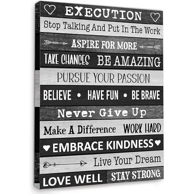 Gwisml Execution Quotes Wall Art,Purple pirational Canvas Frame Paintings For Office Home Workplace Wall Art Decor