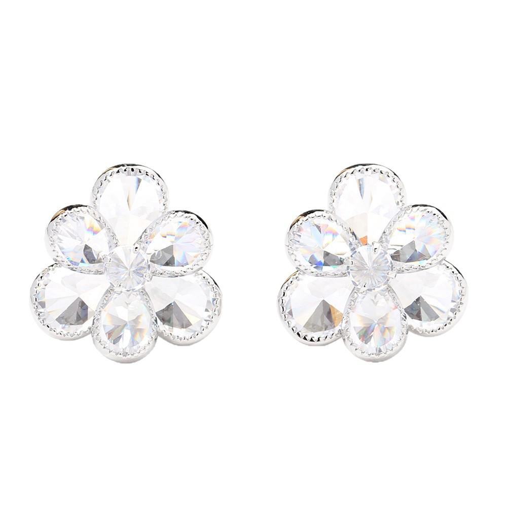 Unique Design: Flower Super Flash Crystal S925 Silver Needle Stud Earrings Women's Earrings, New High-end Temperament Earrings