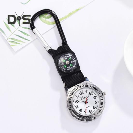 Kompassklokke Høy nøyaktighet Kompass Rund skive Kvartsverk Ingen forsinkelse Tidsfølgende Kraftig krok Sykepleier Midjeklips Klokke Dame Tidsmåler