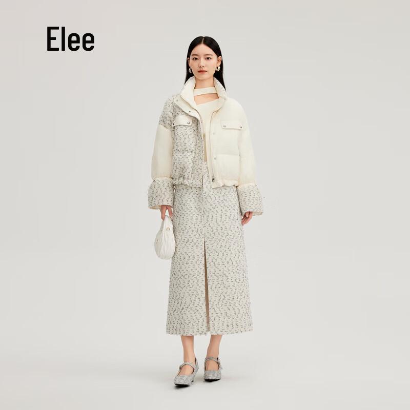 

Женский укороченный пуховик Aiyilai H-силуэта с комбинированным дизайном L