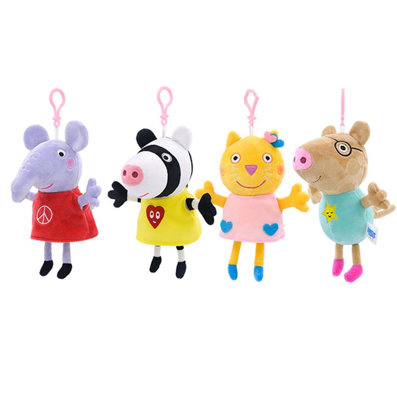Originele Peppa Pig Pluche Speelgoed voor Kinderen Kleine Bedel Poppetje Sleutelhanger Tas Bedel Verjaardagscadeau voor Kinderen