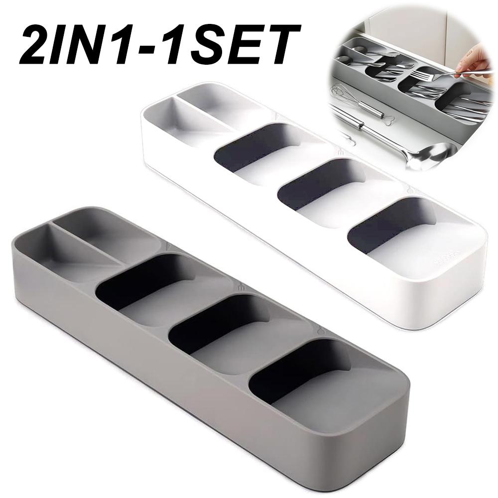 Multi-purpose Cutlery Storage Tray Cutlery Fork Spoon Compartmentalized Organizer Kitchen Drawer Categorized Storage Boxes