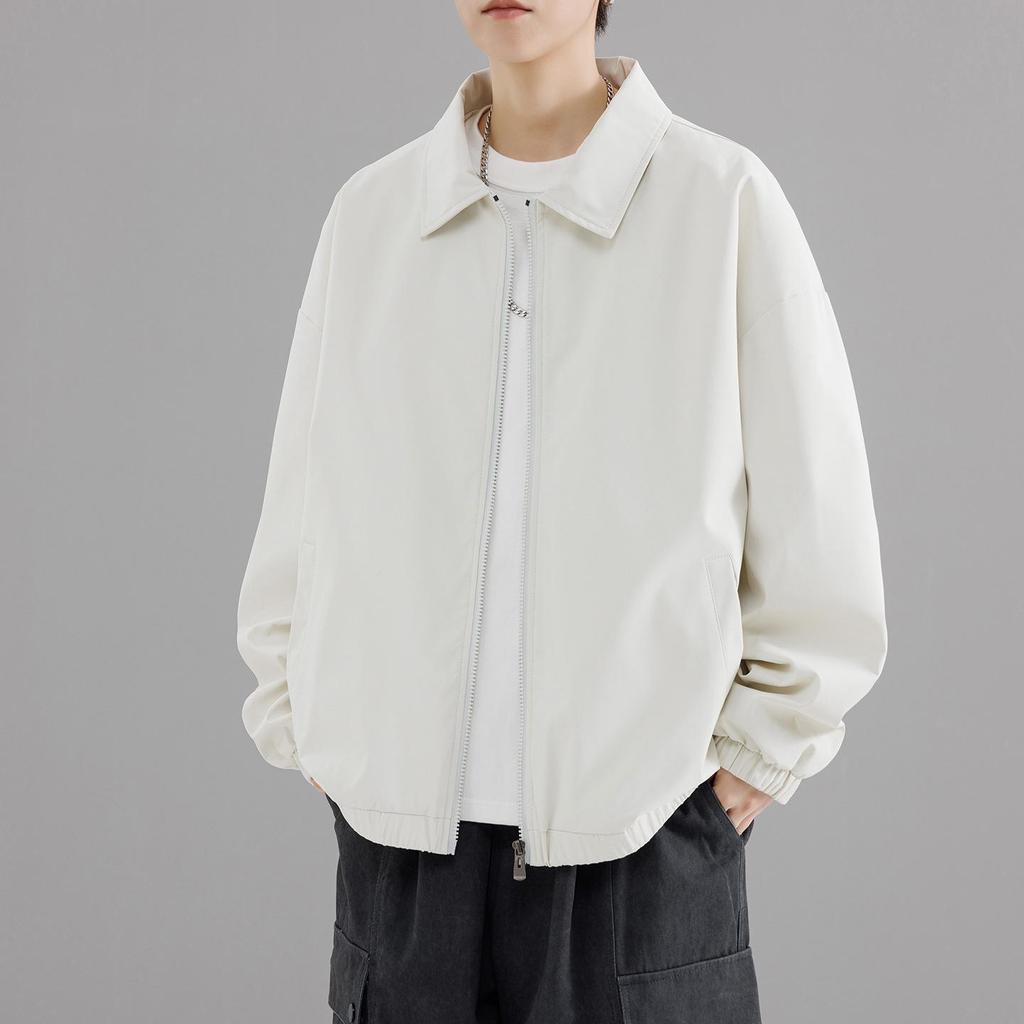 Men's Retro Workwear Jacket - Thin, Loose, Versatile Lapel Top for Spring/Autumn