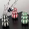 Ceramic Gourd Shaped Vase Aesthetic Vase Striped Flower Container Craft Bathroom Kitchen Indoor Room Table Centerpieces Decor