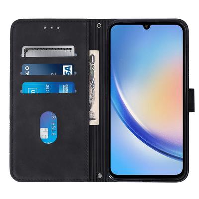 Kožené pouzdro pro Samsung Galaxy A35 5G s poutkem na ruku, peněženkou a stojánkem, kryt na telefon