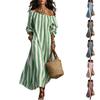 Women's Striped Off-Shoulder Dress for Vacation and Holiday Beach Wear