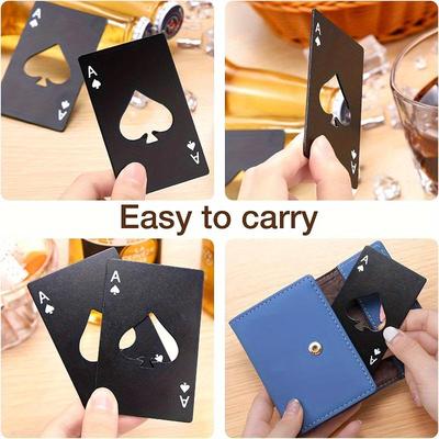 Creative Poker Card Shape Stainless Steel Bottle Opener Set, 4 Pieces Credit Card Design Beer Openers, Home Use Tool Kit