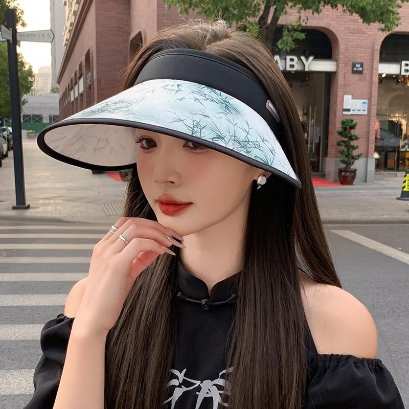 Tide ink bamboo empty top hat children summer fresh and cool anti-ultraviolet sun hat