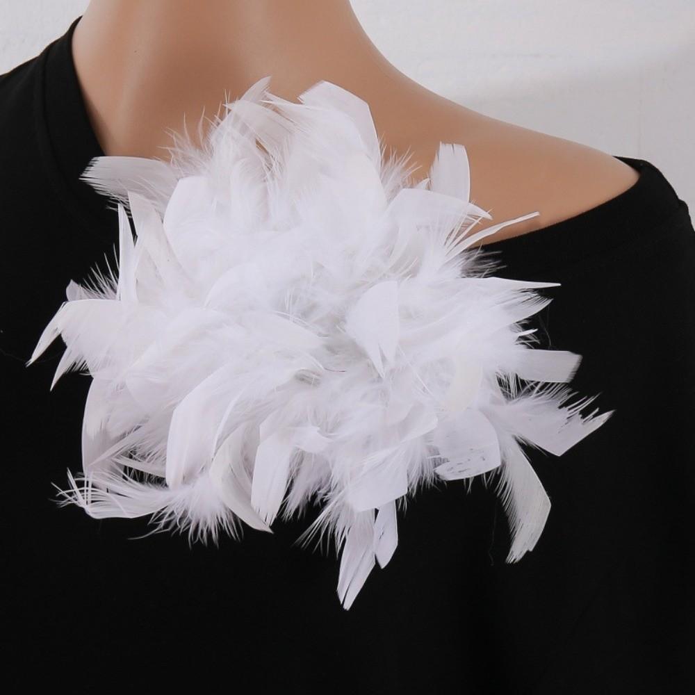 Faux Feather Fabric Corsage Large Lapel Pin Chic 16cm Flower Brooch Mother's Day