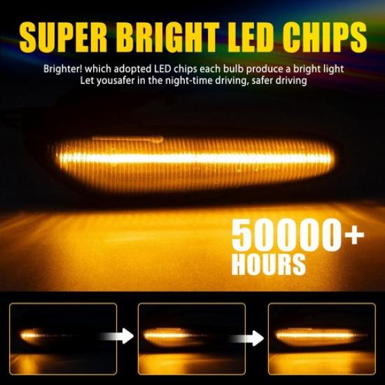 2x LED Sequential Side Marker Lights For BMW E46 E60 E61 E81 E82 E88 E90 E91 EOA