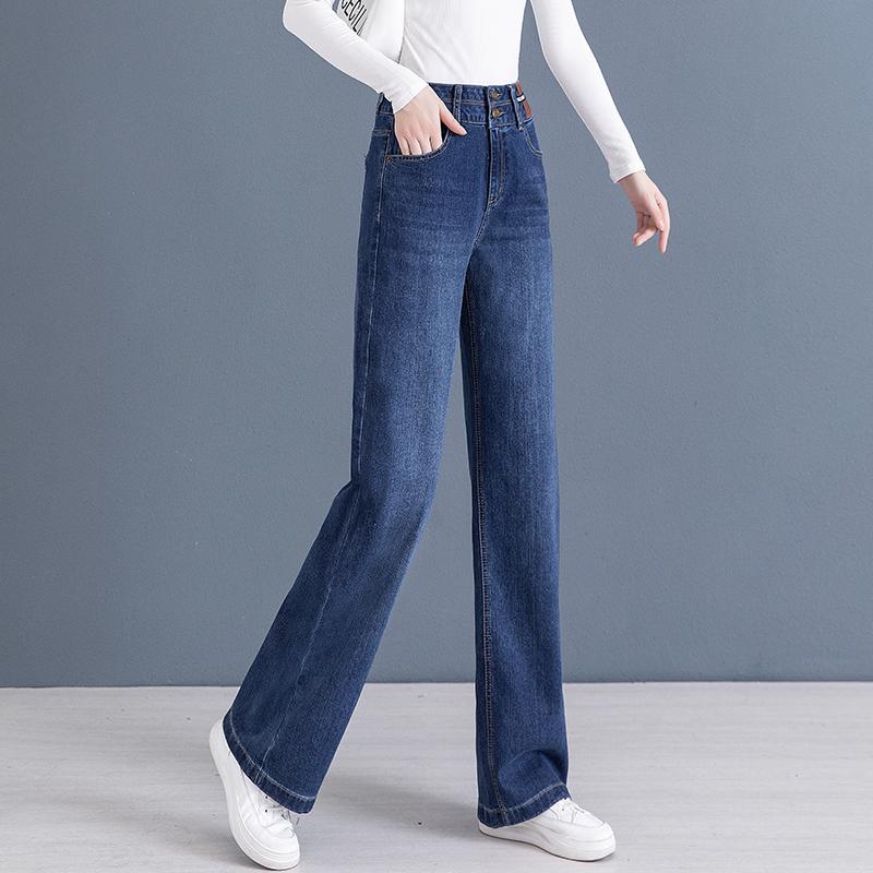 Fleece-Lined High-Waisted Wide-Leg Jeans for Women - Slimming, Loose, Straight-Leg for Autumn/Winter 2025