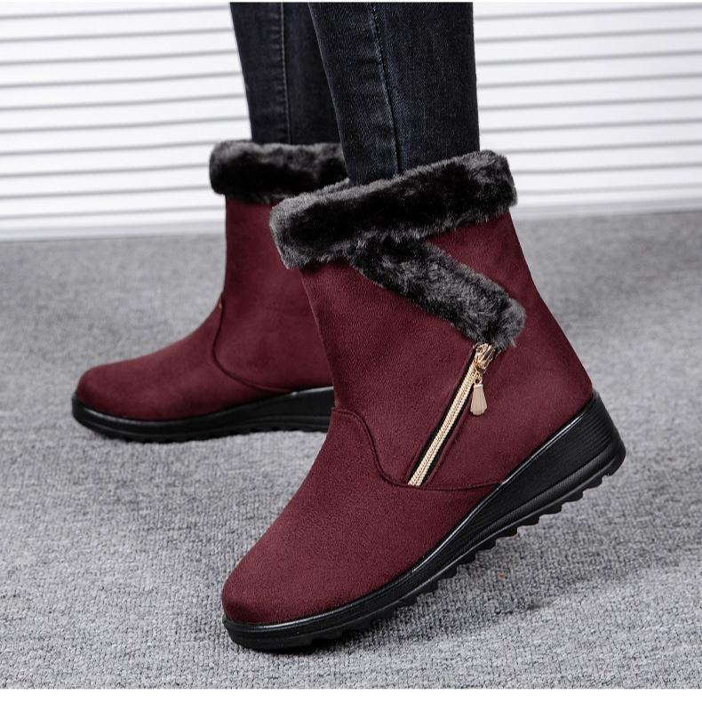 Vodotěsné zimní sněhule 2024 Nové Faux Fur Dlouhá Platforma Teplé Plyšové Bavlněné Pár Bot Plyšové Dámské Kotníkové Boty