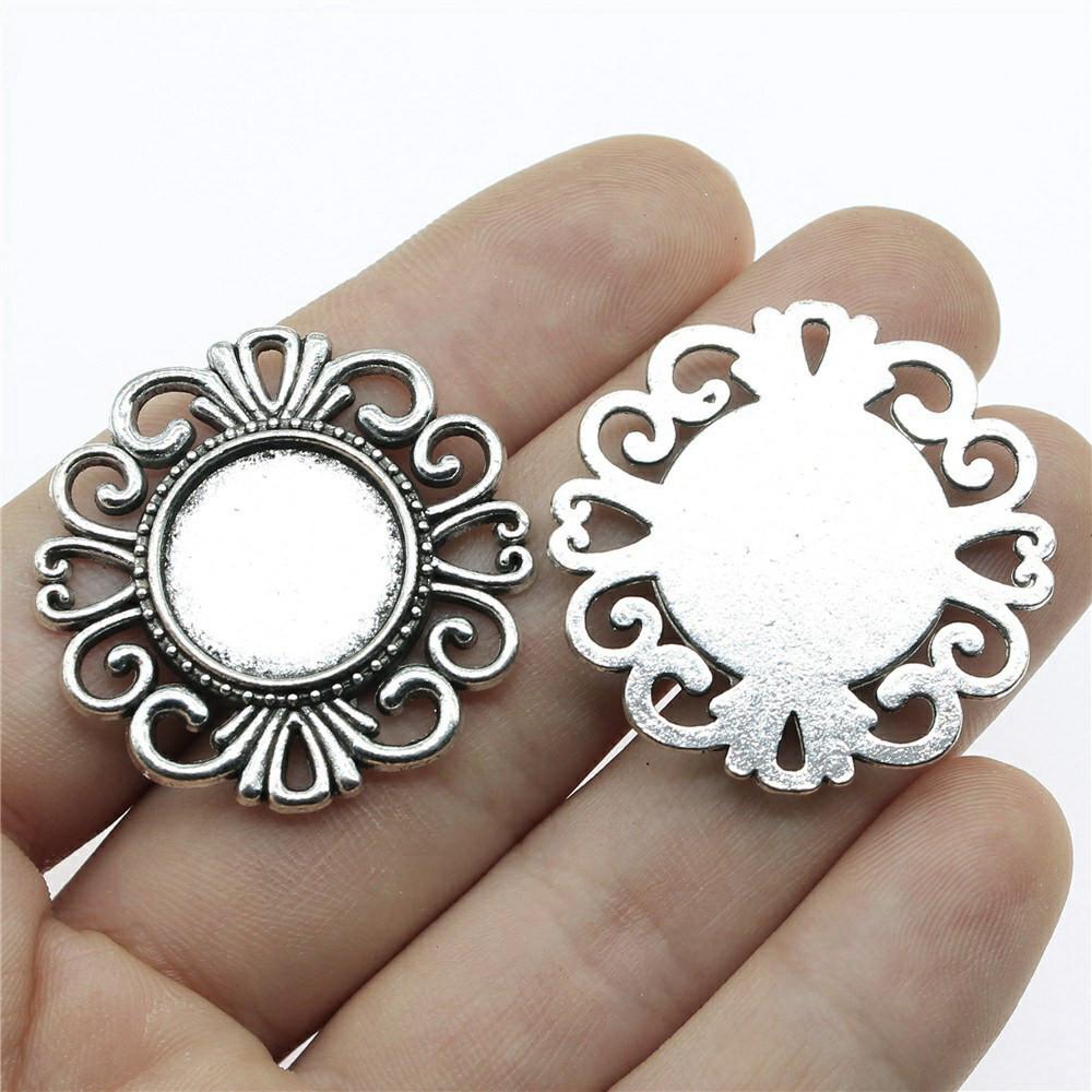 Fit Round 16mm Glass Cabochon Base Setting Tray Accessories Parts Men's Jewellery Bulk Original Cheapest Items