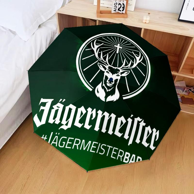 Jager-meister Spirit Drink Umbrella Folding Umbrella, Automatic Umbrella 8-Frame for Travel, Camping Use Gift for Halloween Christmas