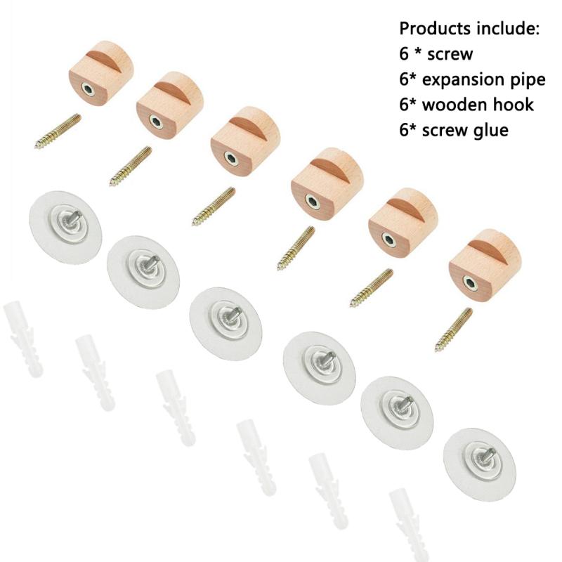 6 Stück natürliche Holz-Wandhaken, handgefertigte Wand-Kleiderhaken, Wandaufhänger zum Aufhängen von Handtüchern