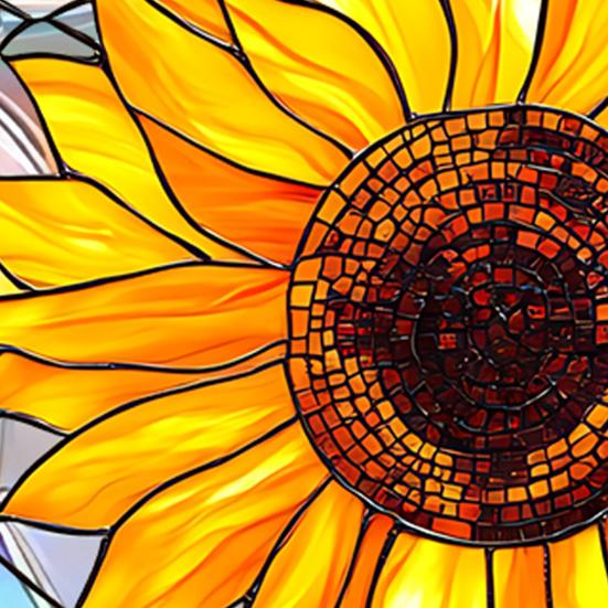 Sunflower Window Decor, Shatterproof Acrylic Glass Style Hanging Ornament with Rainbow Prism Effect, Easy Install Chain Included for Doors Patio,