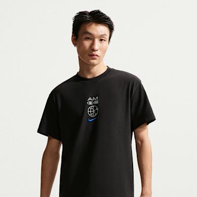 Nike T Shirts Men's Black/Royal Blue Crew Neck Moderate