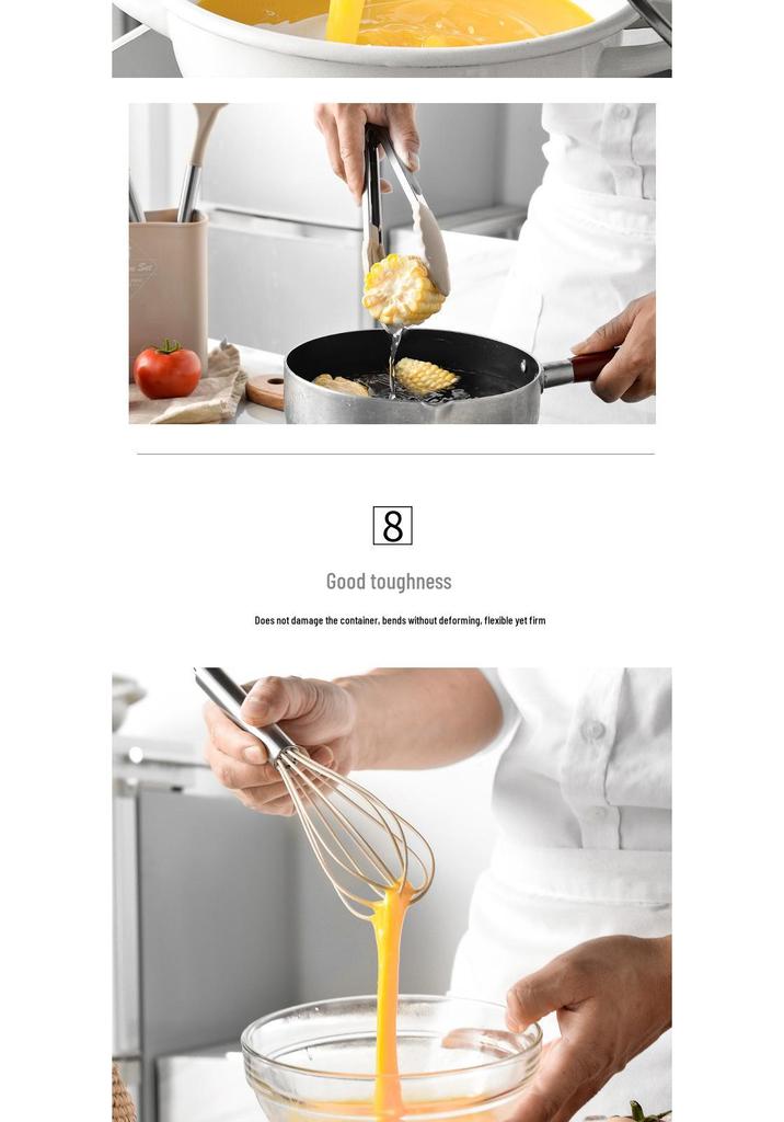 13-Piece Stainless Steel Handle Silicone Kitchen Tools Set - Non-stick Frying Pan, Spatula, Spoon, and More