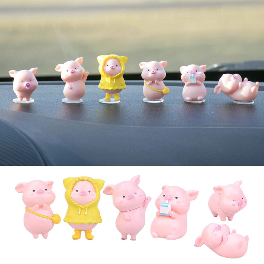 Cute Cartoon Pig Figurine Set Small Resin Piggy Statues Playful Ornaments for Home Garden Decorating