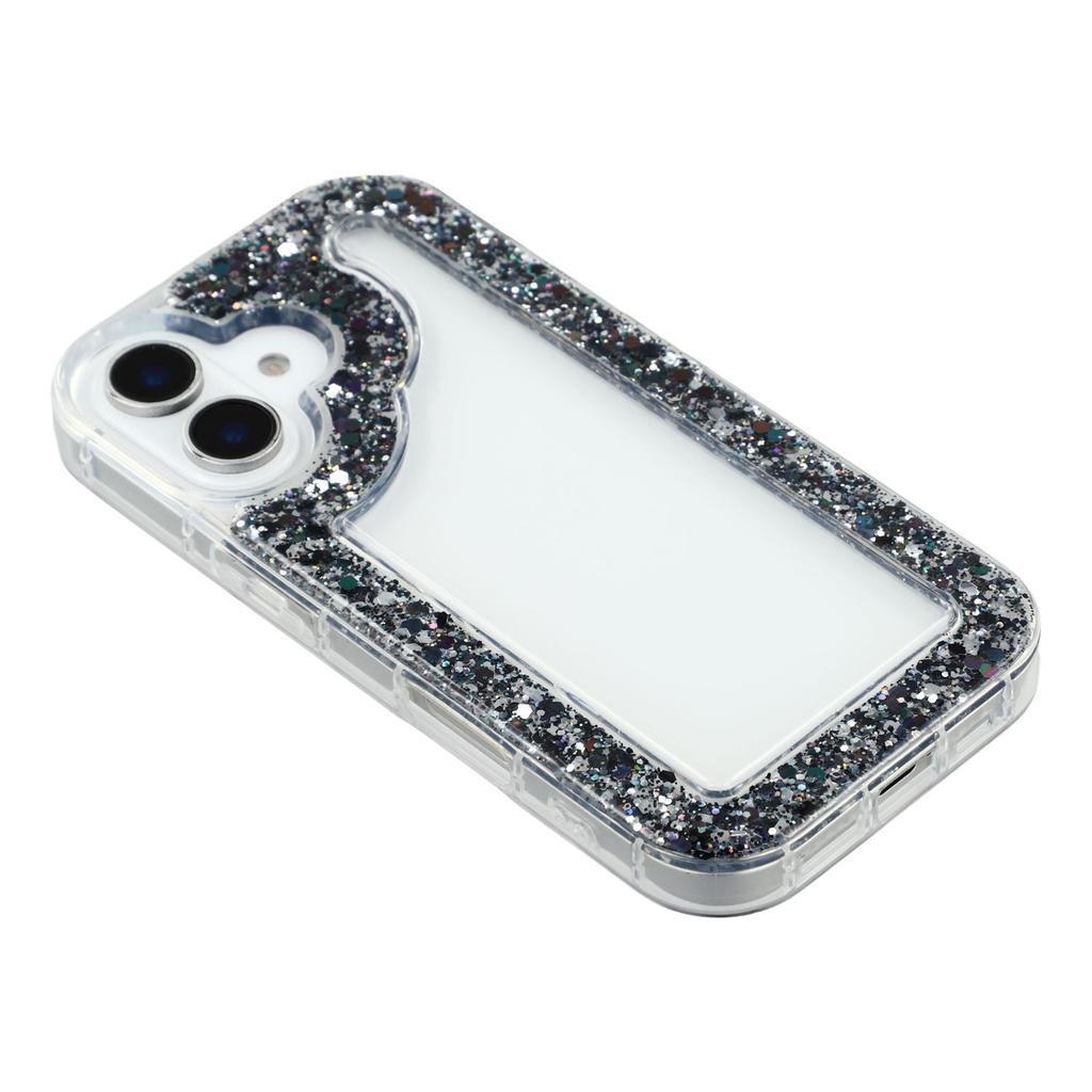 For iPhone 16 Case Glitter Epoxy Soft TPU Clear Back Cover
