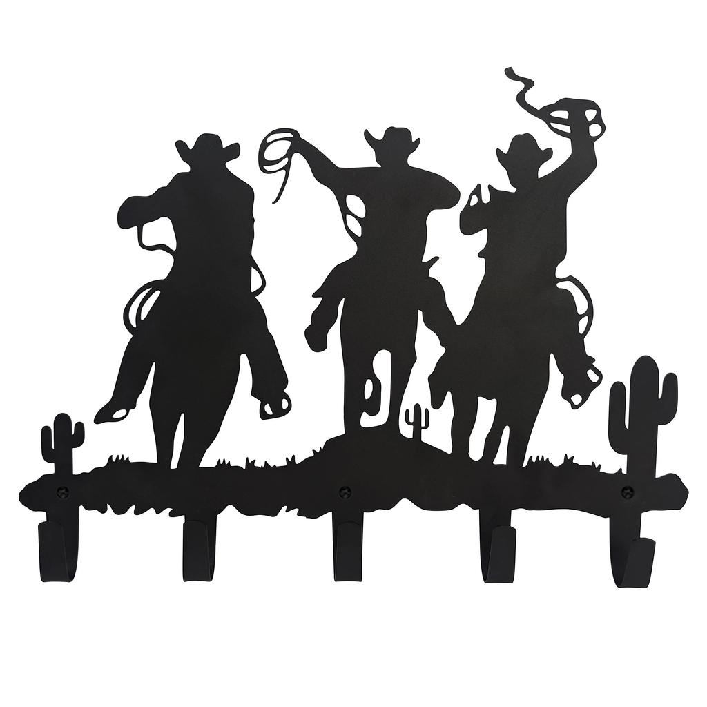 1pc Cowboy Metal Wall Mounted Row Hook, Decorative Organizer Rack With Hooks Easy Installation Hanging Storage Rack Hooks