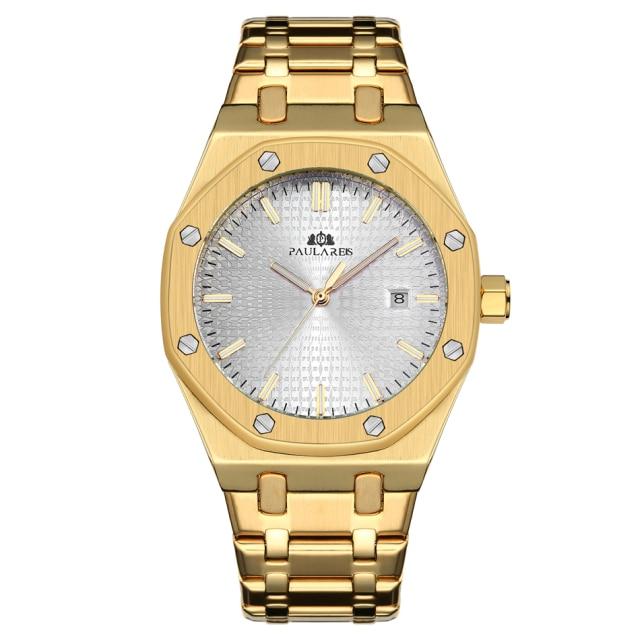 Paulareis Automatische Selbstaufzug Mechanisch Edelstahlarmband Einfach Business Blau Roségold Gelbgold Datum Herrenuhr AP01