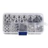 Stainless Steel Flat Washers Assortment, 360 Pieces, 8 Sizes, Kit with Storage Box, Portable for  , Home Repair Workshop, General Use
