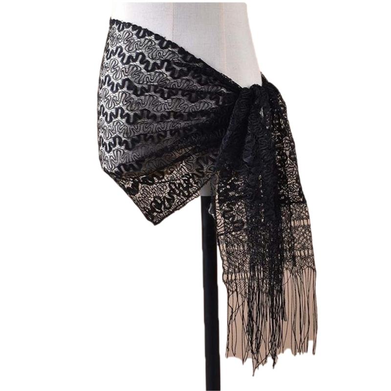 Womens Lace Scarf Stylish Soft Collar Neck Wrap Lady Thin Fringed Shawl Soft Exotic Thin Scarf