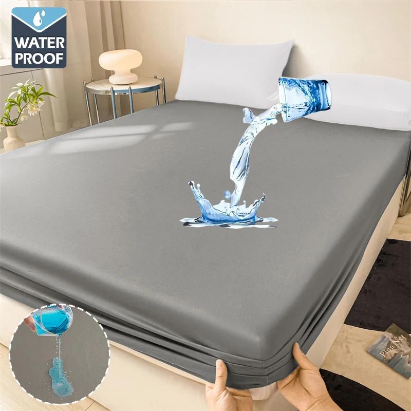 Waterproof Fitted Sheet Suitable for children and elderly Incontinence Bed Sheet Solid Color Simple Dustproof Bedding Soft and Comfortable
