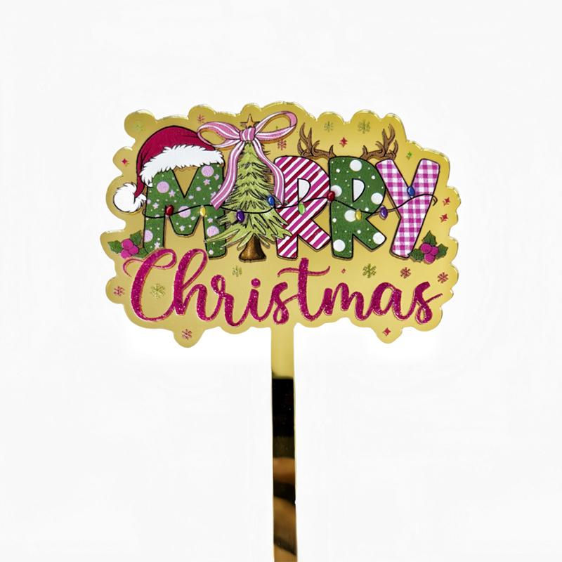 Weihnachtskuchen Dekoration Neuer Ins Stil Acryl Verschiedene Muster Frohe Weihnachten 2025 Neujahr Kuchen Einsteckkarte Dekoration