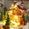 Christmas Music Box Snow House Ornaments with LED Light Resin Rotating Music Figurines Home Christmas Decorations New Year Gift
