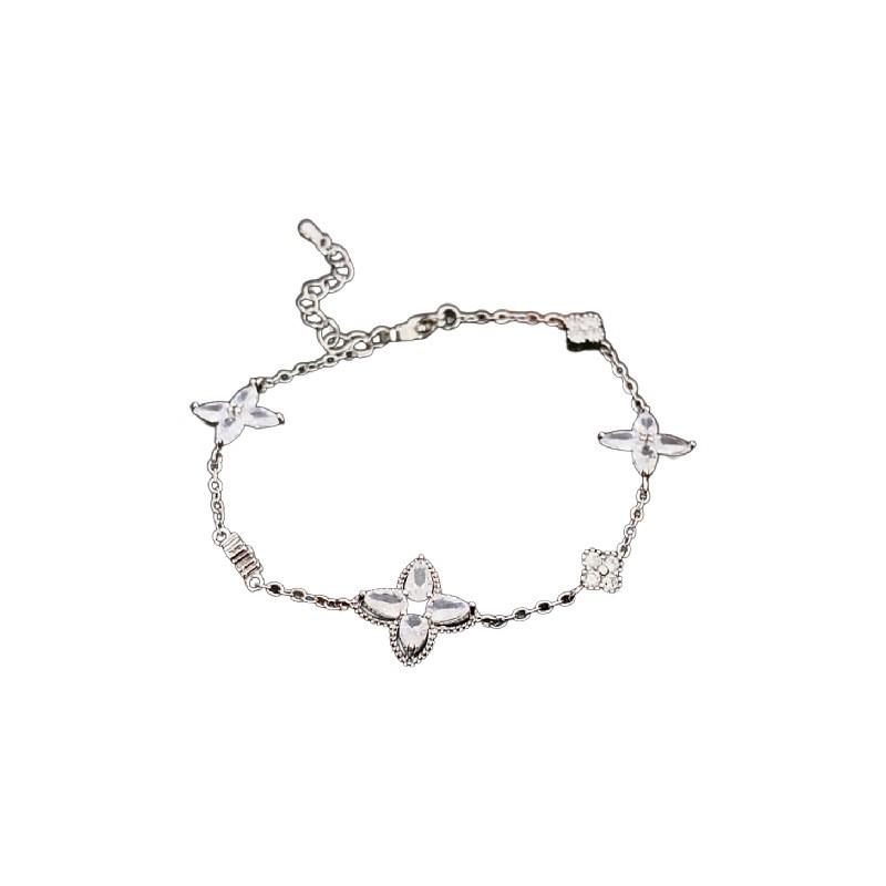Elegant Zircon Flower Starburst Bracelet Women Gold Plated Copper Minimalist Chic Daily Wear Jewelry