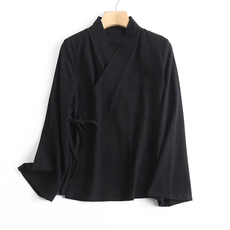 

Улучшенная китайская рубашка ханьфу с длинным рукавом: Осенне-весенняя дзен-рабочая одежда для женской чайной церемонии L