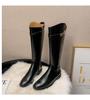 Madre uva otoño e invierno nuevo punta tacón grueso pequeño botas de jinete botas medias y altas mujer
