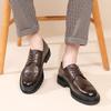 2025 Autumn New Leather Men's Shoes Brock Dress Leather Shoes Brown British Style Heightening Business Leather Shoes Men