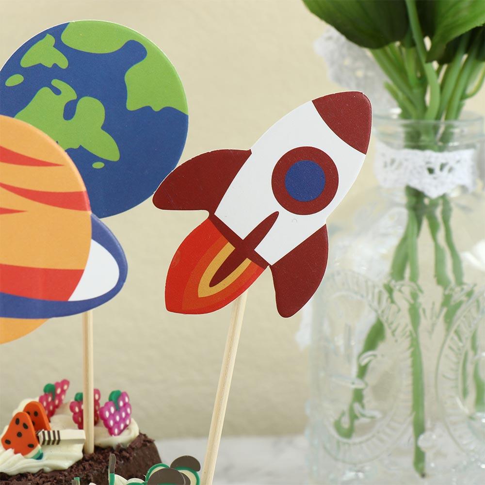 

Children Astronaut Planet Outer Space Cake Flags Cupcake Toppers Party Supplies Cake Decoration